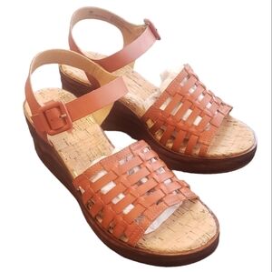 Korks Marley Strappy Wedge Sandal Orange Cinnamon NEW Womens